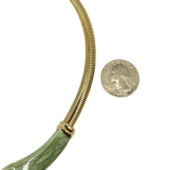 Polished Gold Tone Omega Chain Necklace 18" Collar Statement Jewelry - Picture 8 of 11